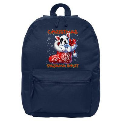 Frenchie Santa Hat & Christmas Lights Cute French Bulldog 16 in Basic Backpack