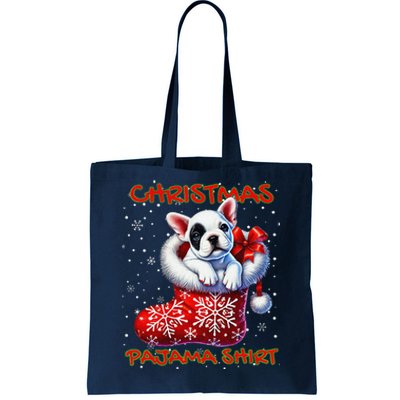 Frenchie Santa Hat & Christmas Lights Cute French Bulldog Tote Bag