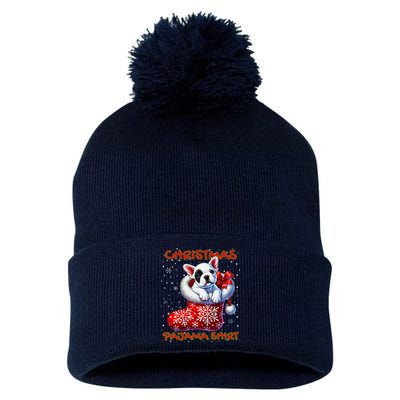 Frenchie Santa Hat & Christmas Lights Cute French Bulldog Pom Pom 12in Knit Beanie