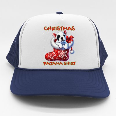 Frenchie Santa Hat & Christmas Lights Cute French Bulldog Trucker Hat