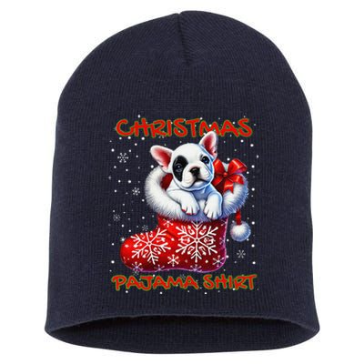 Frenchie Santa Hat & Christmas Lights Cute French Bulldog Short Acrylic Beanie