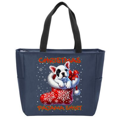 Frenchie Santa Hat & Christmas Lights Cute French Bulldog Zip Tote Bag