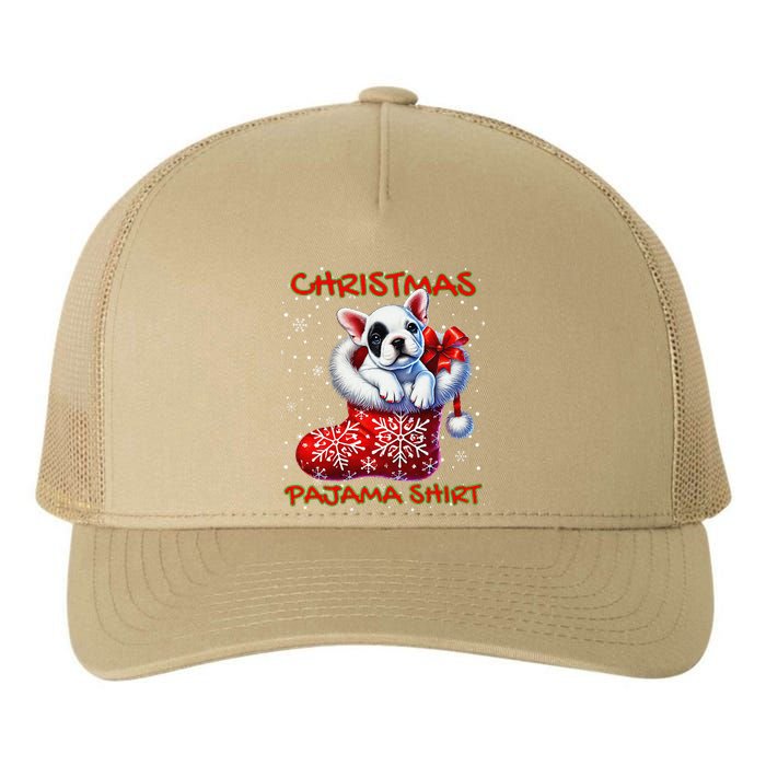 Frenchie Santa Hat & Christmas Lights Cute French Bulldog Yupoong Adult 5-Panel Trucker Hat