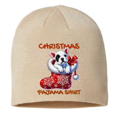 Frenchie Santa Hat & Christmas Lights Cute French Bulldog Sustainable Beanie