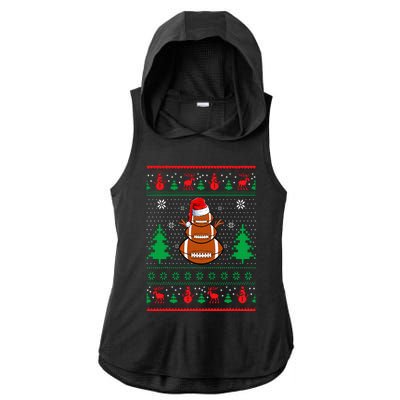 Football Santa Hat Ugly Christmas Sweaters Funny Christmas Ladies PosiCharge Tri-Blend Wicking Draft Hoodie Tank