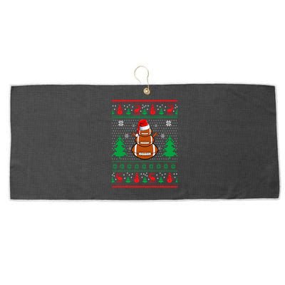 Football Santa Hat Ugly Christmas Sweaters Funny Christmas Large Microfiber Waffle Golf Towel