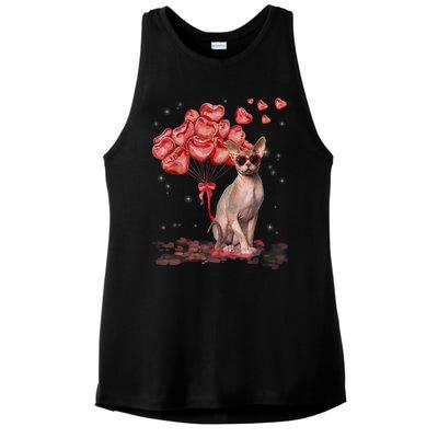 Funny Sphynx Heart Valentines Day Cat Dad Mom Ladies PosiCharge Tri-Blend Wicking Tank