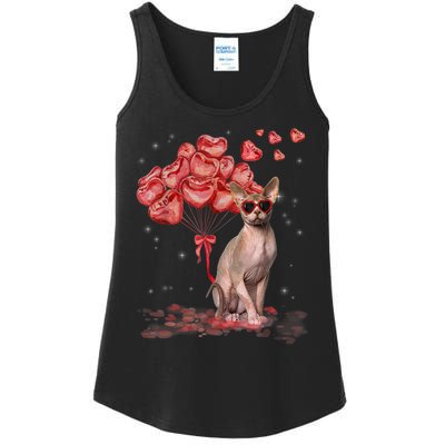 Funny Sphynx Heart Valentines Day Cat Dad Mom Ladies Essential Tank