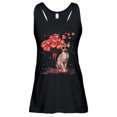 Funny Sphynx Heart Valentines Day Cat Dad Mom Ladies Essential Flowy Tank