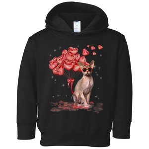 Funny Sphynx Heart Valentines Day Cat Dad Mom Toddler Hoodie