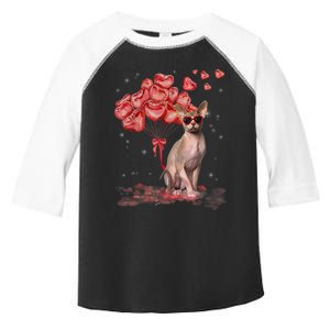 Funny Sphynx Heart Valentines Day Cat Dad Mom Toddler Fine Jersey T-Shirt