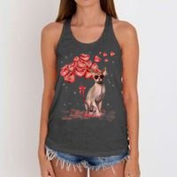 Funny Sphynx Heart Valentines Day Cat Dad Mom Women's Knotted Racerback Tank