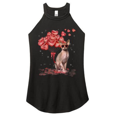 Funny Sphynx Heart Valentines Day Cat Dad Mom Women's Perfect Tri Rocker Tank