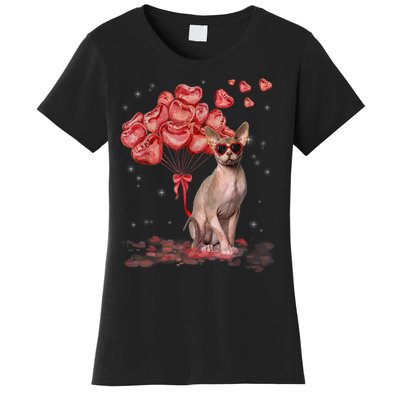 Funny Sphynx Heart Valentines Day Cat Dad Mom Women's T-Shirt