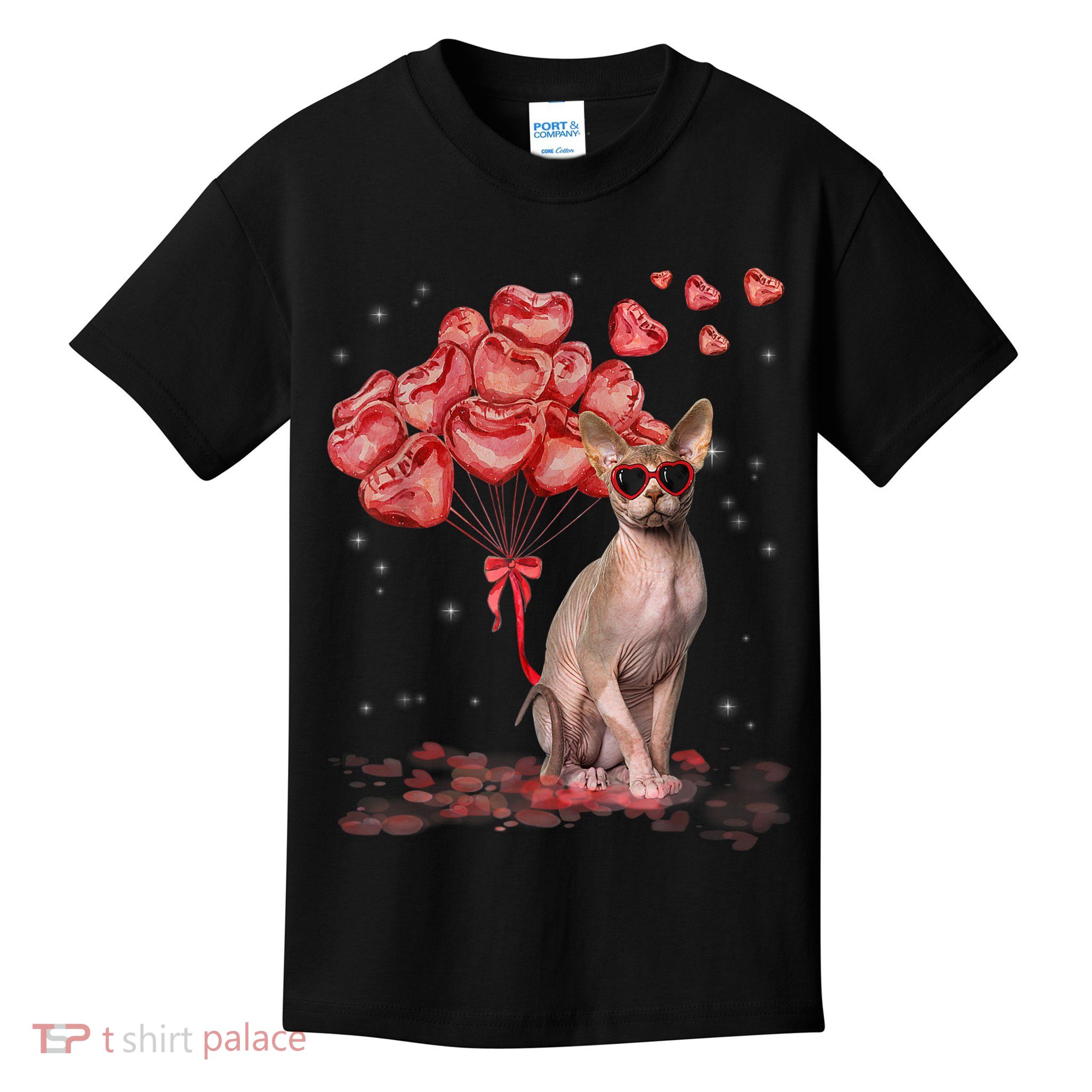 Funny Sphynx Heart Valentines Day Cat Dad Mom Kids T-Shirt