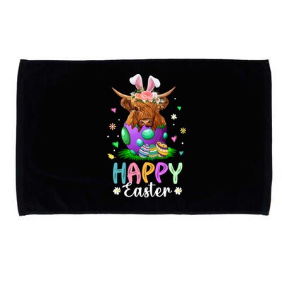 Funny Scottish Highland Cow And Easter Egg Farmers Easter Day Gift Microfiber Hand Towel