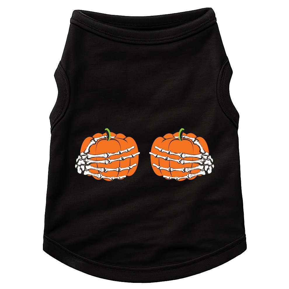 Funny Skeleton Hands Pumpkin Boobs Doggie Tank