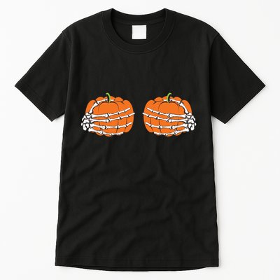Funny Skeleton Hands Pumpkin Boobs Tall T-Shirt