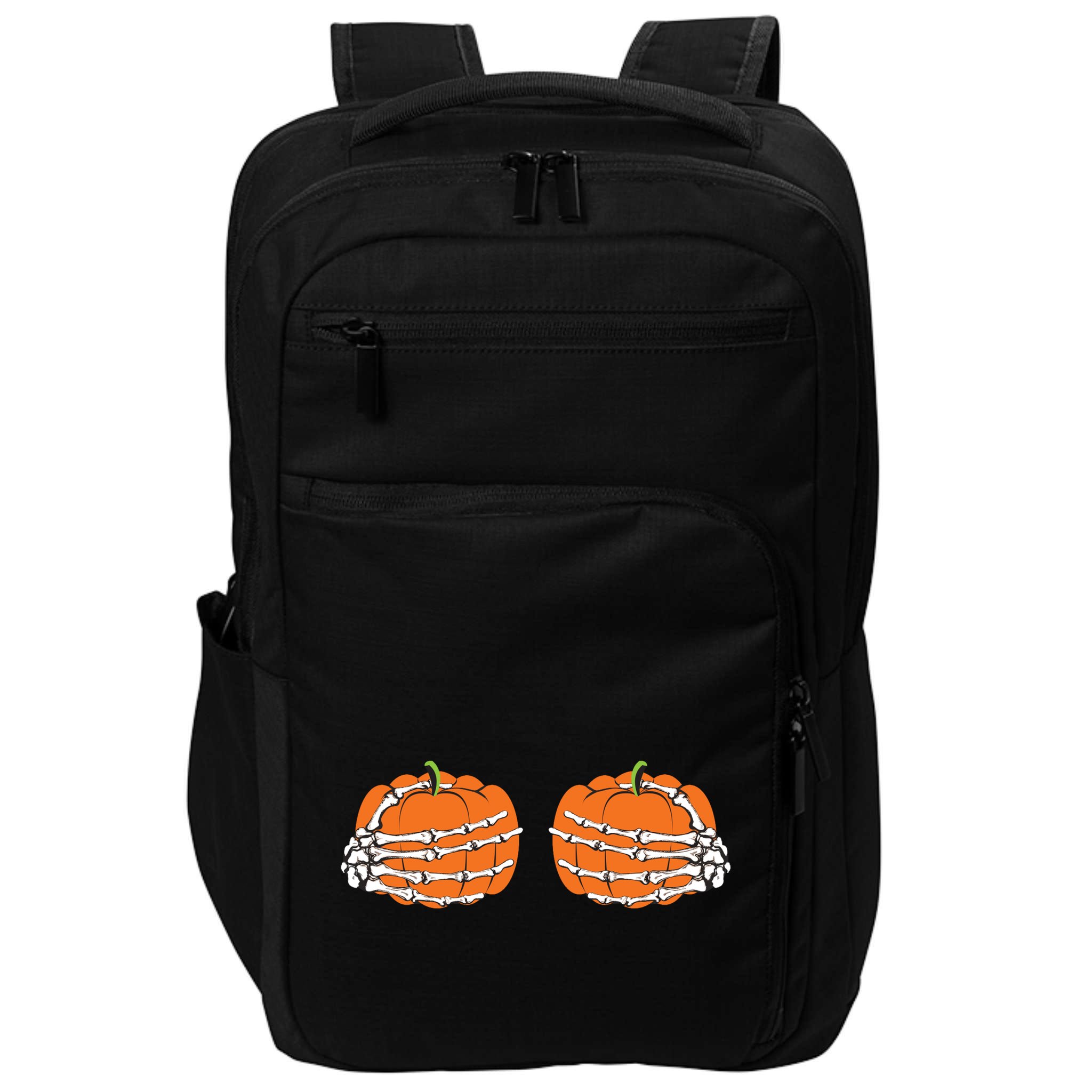 Funny Skeleton Hands Pumpkin Boobs Impact Tech Backpack