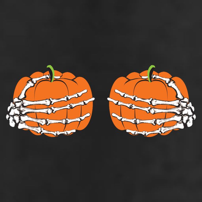 Funny Skeleton Hands Pumpkin Boobs 11oz C Handle Ceramic Mug