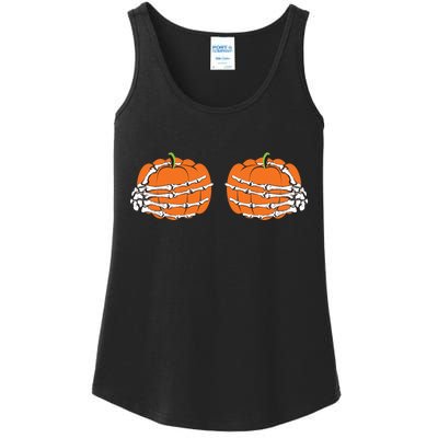 Funny Skeleton Hands Pumpkin Boobs Ladies Essential Tank