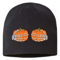 Funny Skeleton Hands Pumpkin Boobs Sustainable Beanie