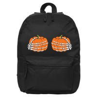 Funny Skeleton Hands Pumpkin Boobs 16 in Basic Backpack