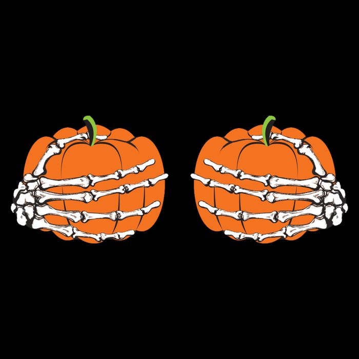 Funny Skeleton Hands Pumpkin Boobs Cooling Performance Long Sleeve Crew