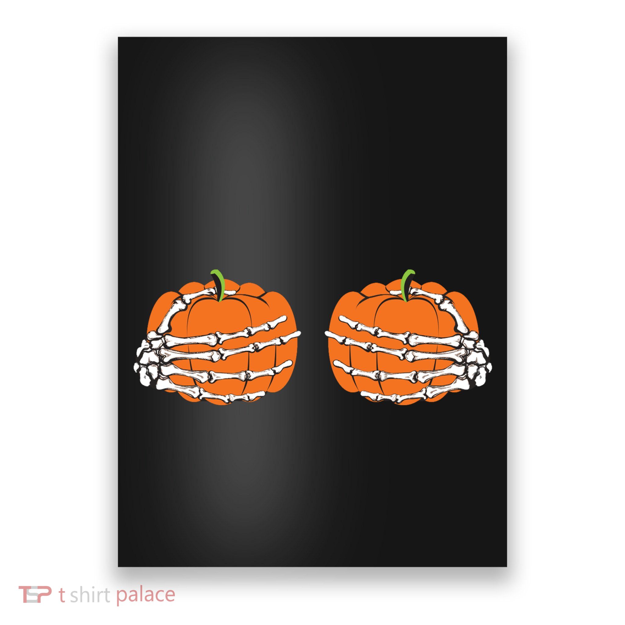 Funny Skeleton Hands Pumpkin Boobs Poster