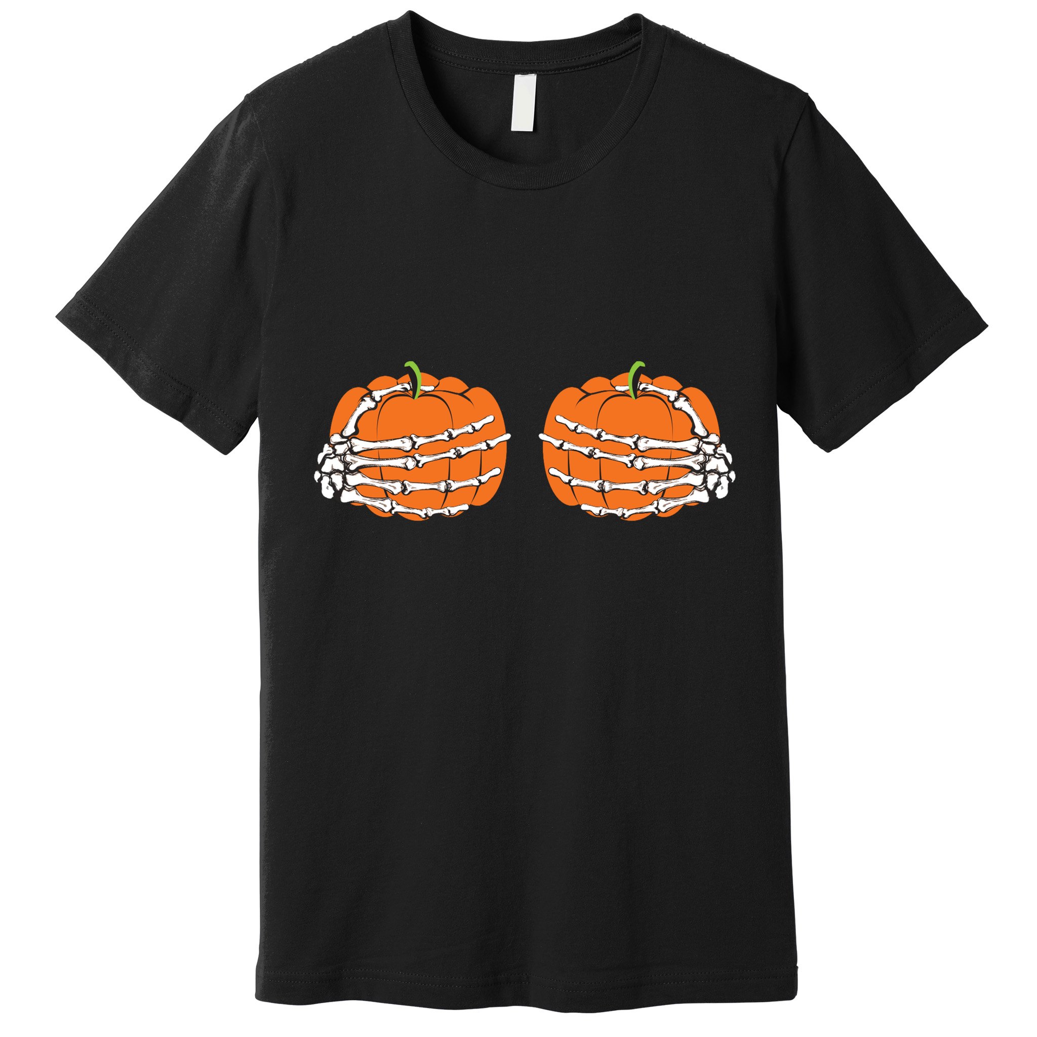 Funny Skeleton Hands Pumpkin Boobs Premium T-Shirt