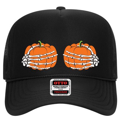 Funny Skeleton Hands Pumpkin Boobs Trucker Hat