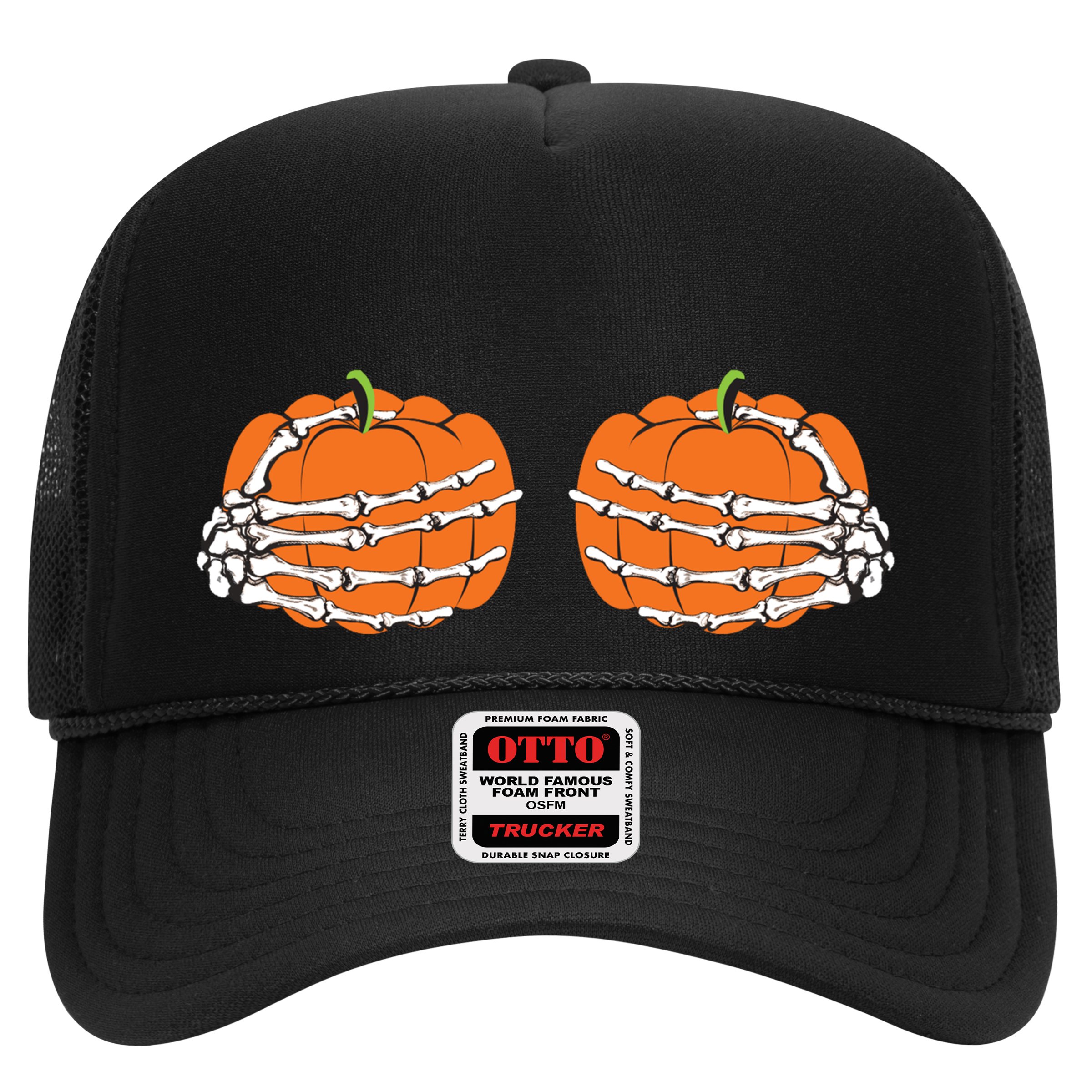 Funny Skeleton Hands Pumpkin Boobs Hat