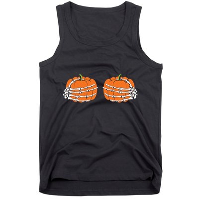 Funny Skeleton Hands Pumpkin Boobs Tank Top