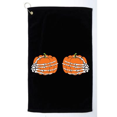 Funny Skeleton Hands Pumpkin Boobs Golf Towel