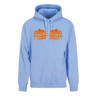 Funny Skeleton Hands Pumpkin Boobs Unisex Surf Hoodie