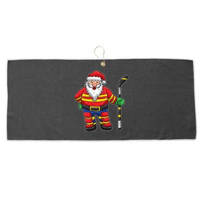 Funny Santa Hockey Player Cool Gift Large Microfiber Waffle Golf Towel