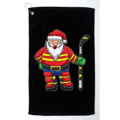 Funny Santa Hockey Player Cool Gift Platinum Collection Golf Towel