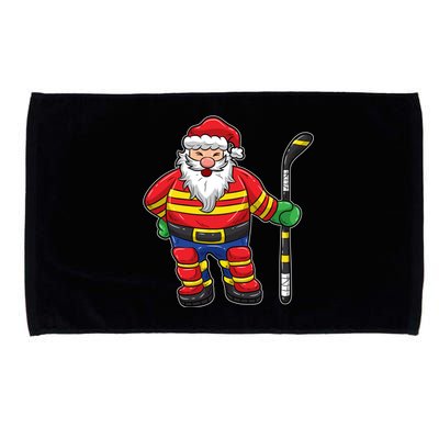 Funny Santa Hockey Player Cool Gift Microfiber Hand Towel