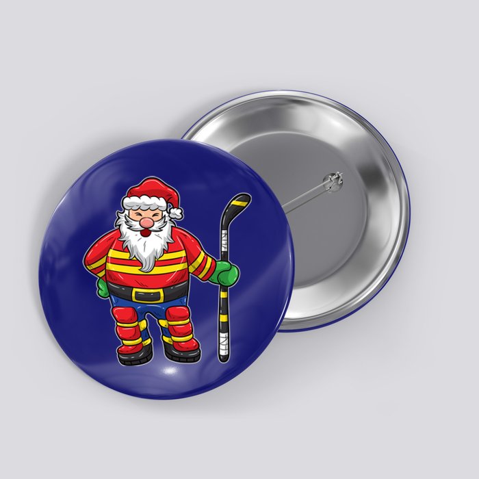 Funny Santa Hockey Player Cool Gift Button