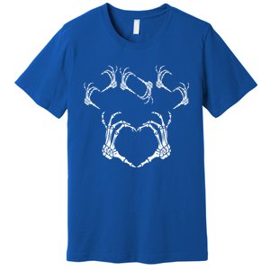 Funny Skeleton Hand Heart Sign Bones Halloween Design Gift Premium T-Shirt