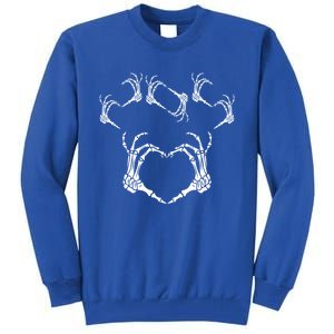 Funny Skeleton Hand Heart Sign Bones Halloween Design Gift Tall Sweatshirt