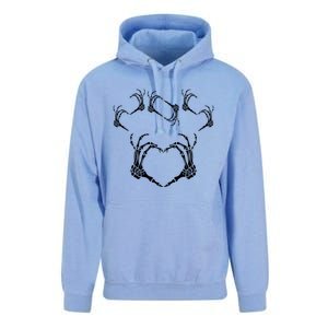 Funny Skeleton Hand Heart Sign Bones Halloween Design Gift Unisex Surf Hoodie