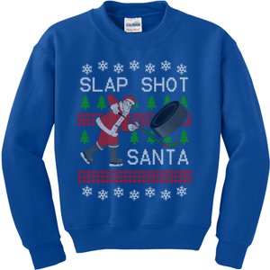 Funny Santa Hockey Ugly Christmas Gift Santa Cool Gift Kids Sweatshirt