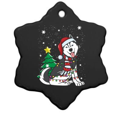 Funny Siberian Husky Christmas Dog Lover Gift Ceramic Star Ornament