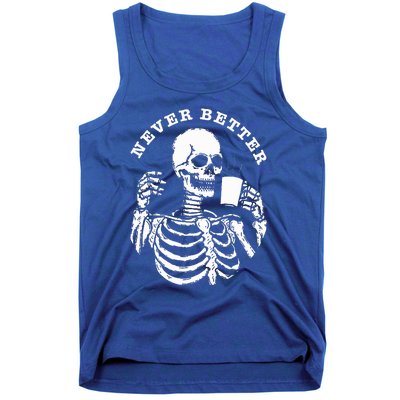 Funny Skull Halloween Outfit For Never Better Skeleton Tank Top