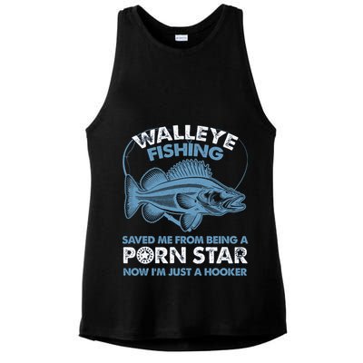 Fishing Saved Hooker Star Fisher Fish Walleye Gift Ladies PosiCharge Tri-Blend Wicking Tank