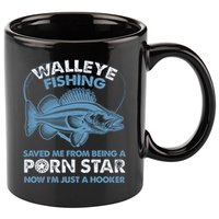 Fishing Saved Hooker Star Fisher Fish Walleye Gift 11oz C Handle Ceramic Mug