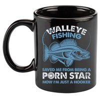 Fishing Saved Hooker Star Fisher Fish Walleye Gift 11oz C Handle Ceramic Mug