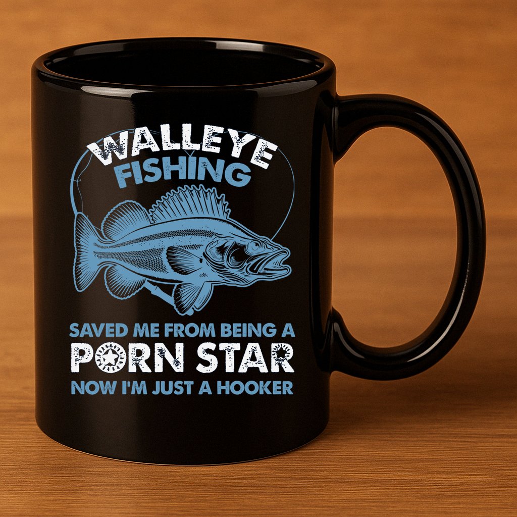 Fishing Saved Hooker Star Fisher Fish Walleye Gift 11oz C Handle Ceramic Mug