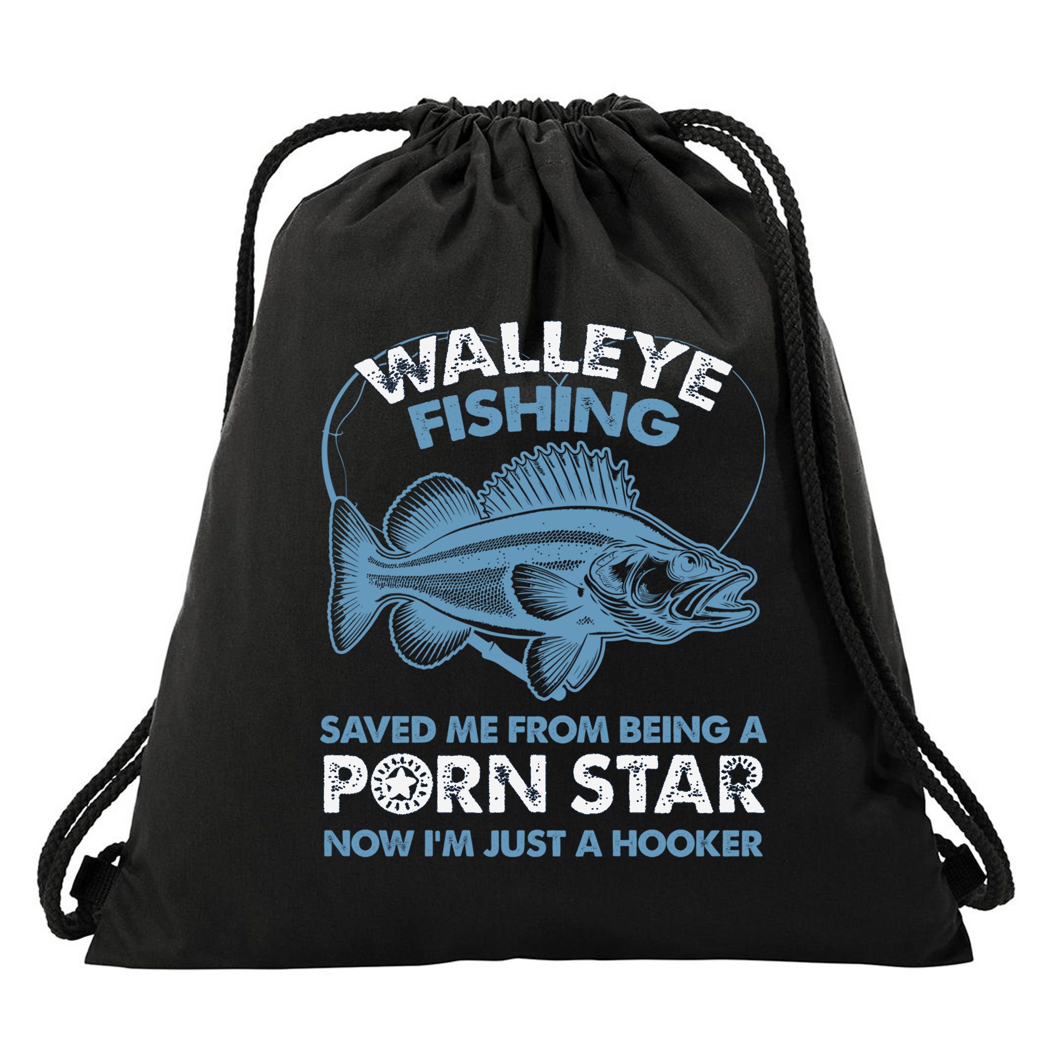 Fishing Saved Hooker Star Fisher Fish Walleye Gift Drawstring Bag